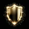 Biểu tượng lá chắn bảo mật vàng trên nền đen, thể hiện sự an toàn tuyệt đối tại 789bet