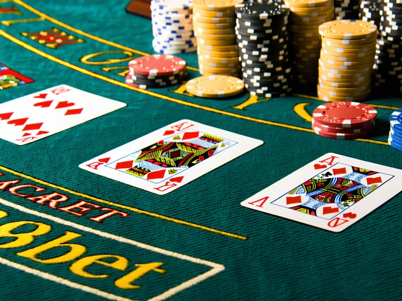 Hình ảnh bàn Baccarat sang trọng với các lá bài và chip cược