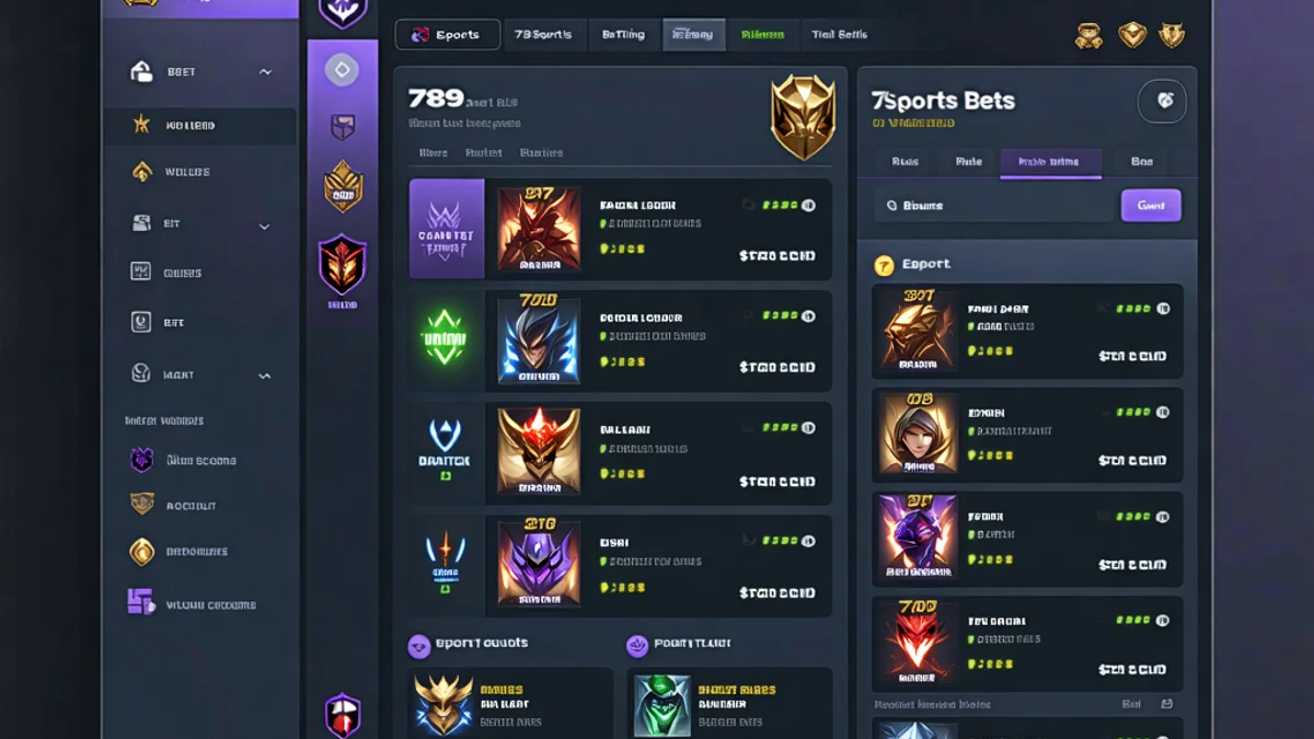 Hình ảnh hướng dẫn cá cược Esports với các biểu đồ, số liệu và giao diện đặt cược của 789bet