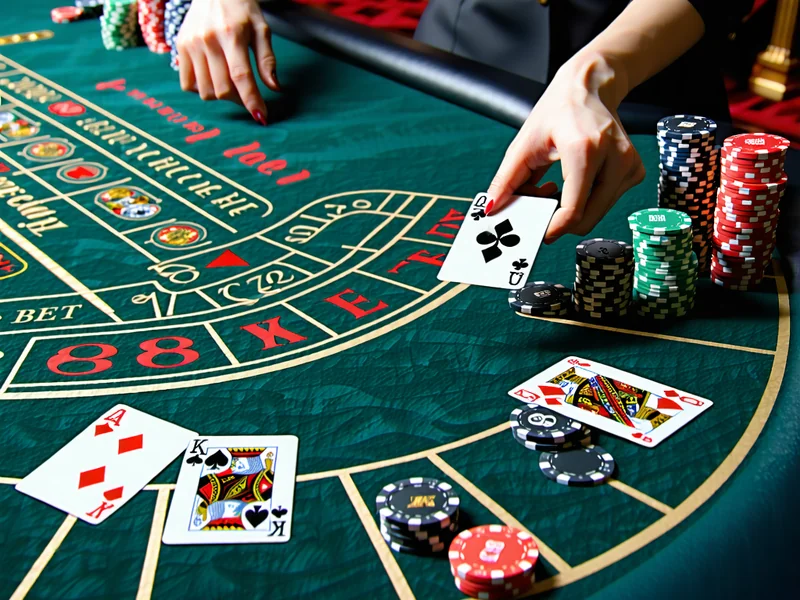 Bàn chơi Blackjack trực tuyến với người chia bài và các lá bài