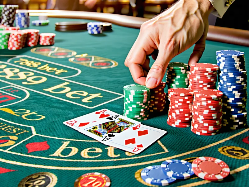 Hình ảnh bàn Blackjack trực tiếp 789bet với các lá bài và chip cược