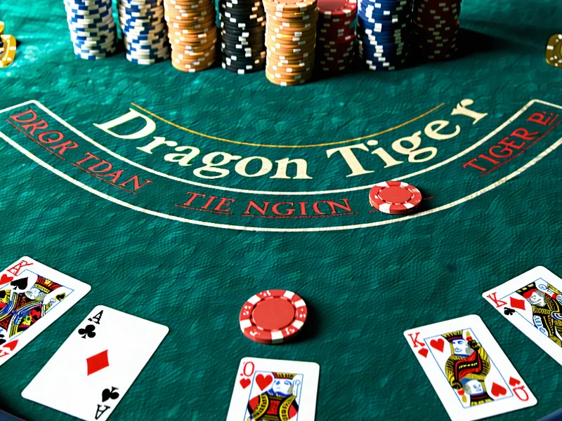 Hình ảnh bàn Dragon Tiger với hai lá bài Rồng và Hổ được chia