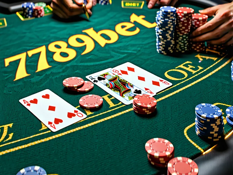 Bàn Poker với chip và lá bài tại 789bet
