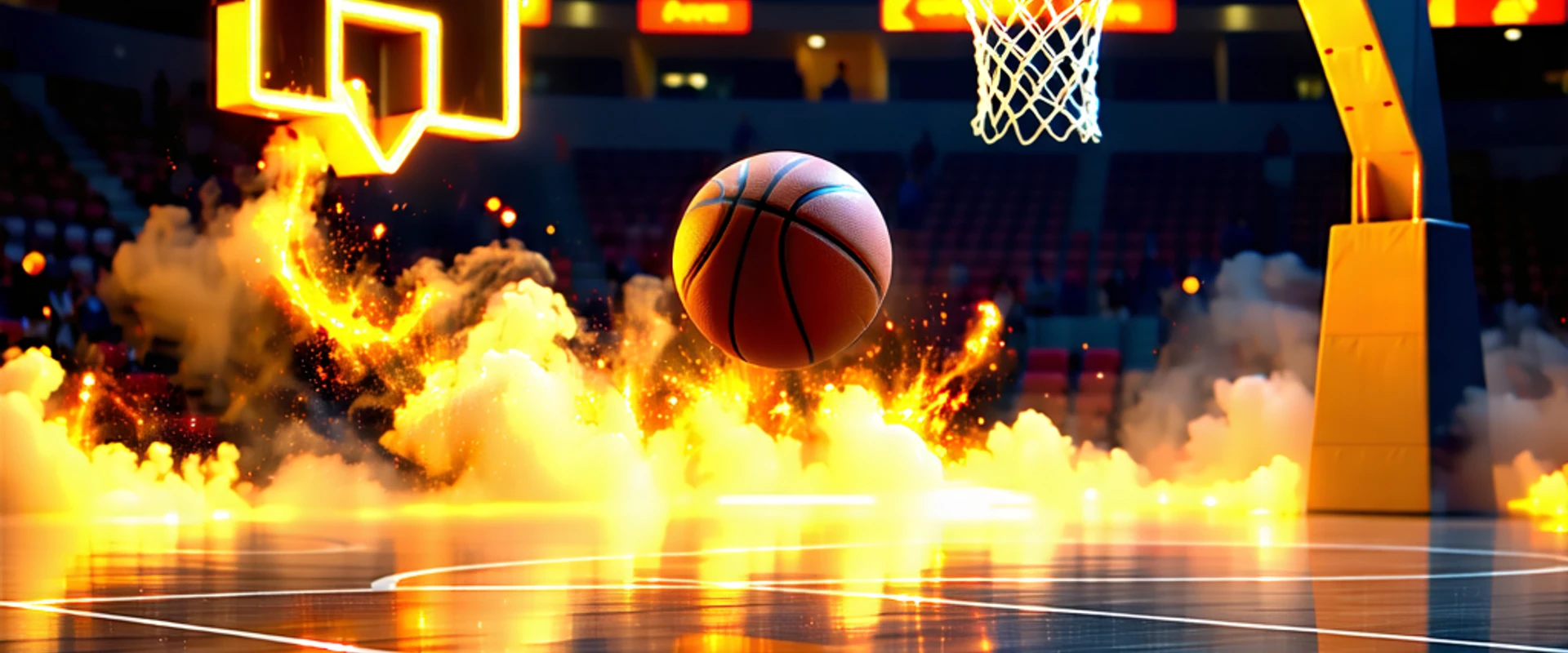 Sân bóng rổ với bóng và rổ cùng logo 789bet, thể hiện sự hứng khởi của cá cược bóng rổ