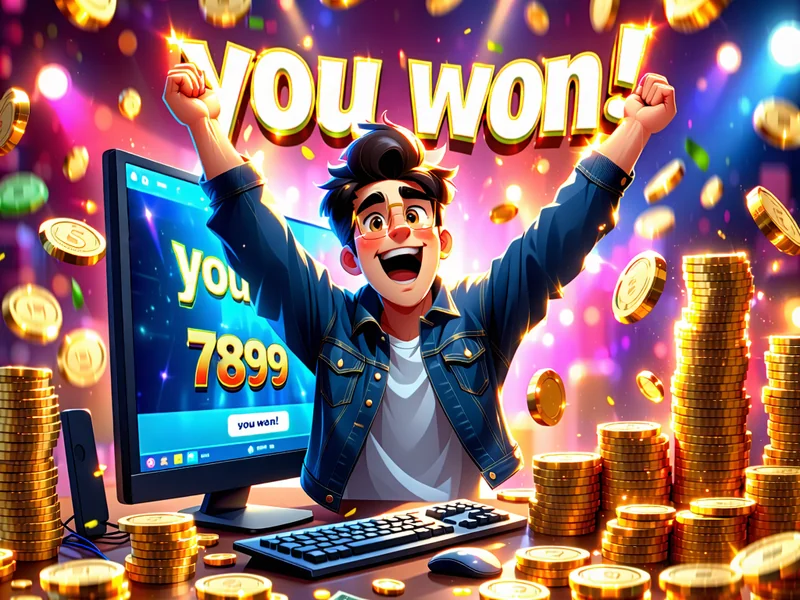 Hình ảnh một người chơi vui vẻ, chiến thắng tại sòng bạc trực tuyến 789bet với tiền và chip