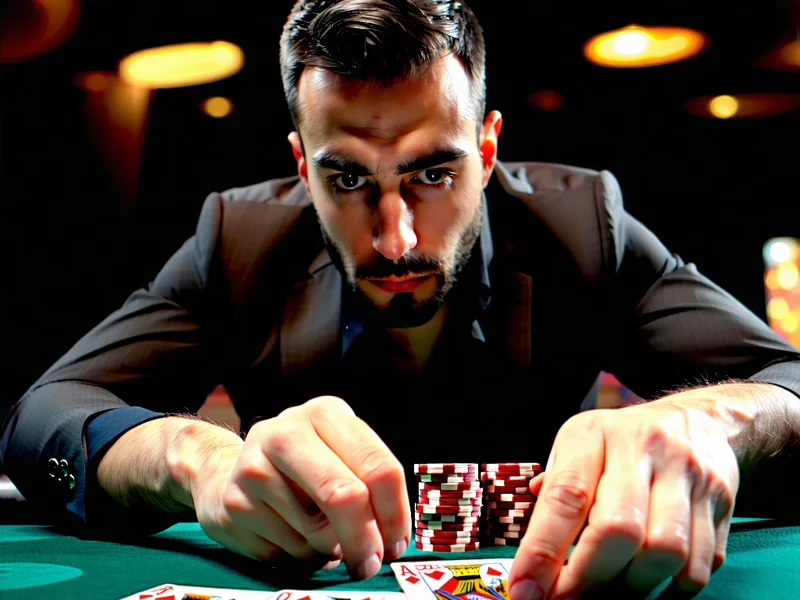 Hình ảnh một người chơi poker đang tập trung, với biểu đồ chiến thuật và chip bài trên bàn