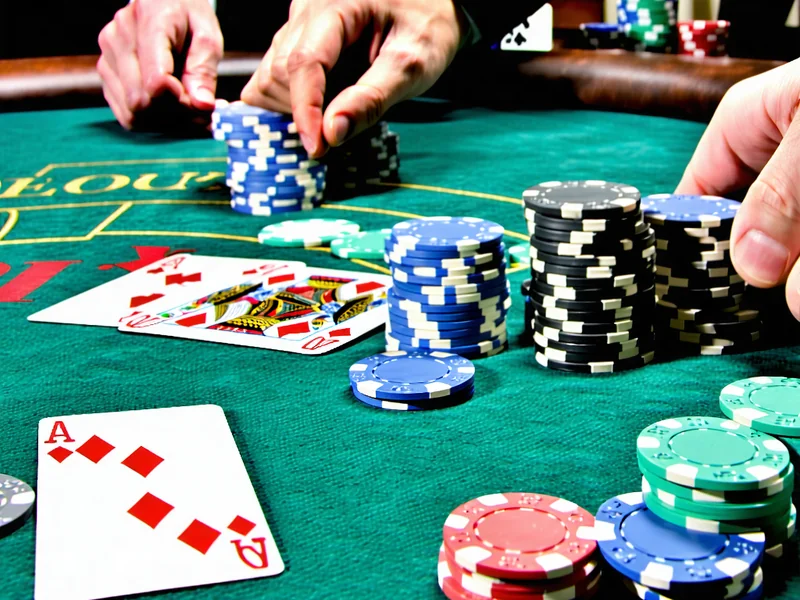 Bàn chơi Texas Hold'em tại 789bet với các quân bài và chip